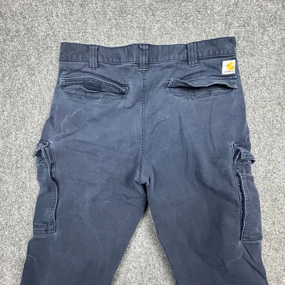 Carhartt Cargo Work Pants Mens 36x32 Blue Rugged Flex Relaxed Fit Canvas Utility